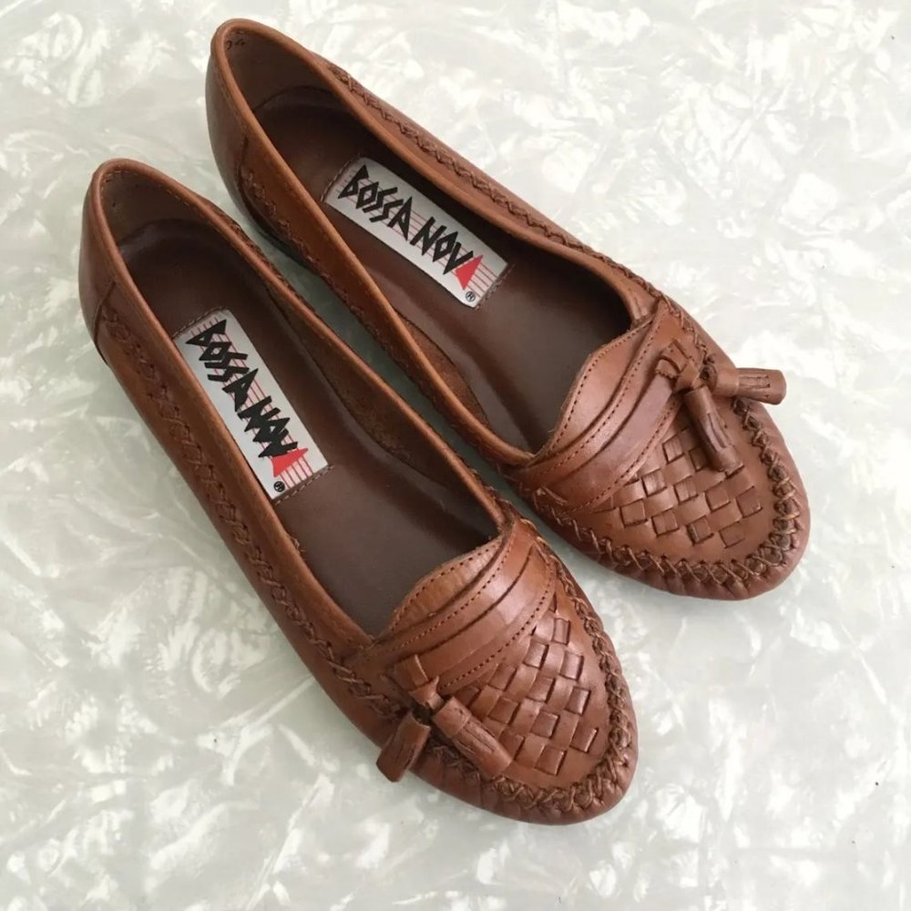 vintage 80s brown leather loafers